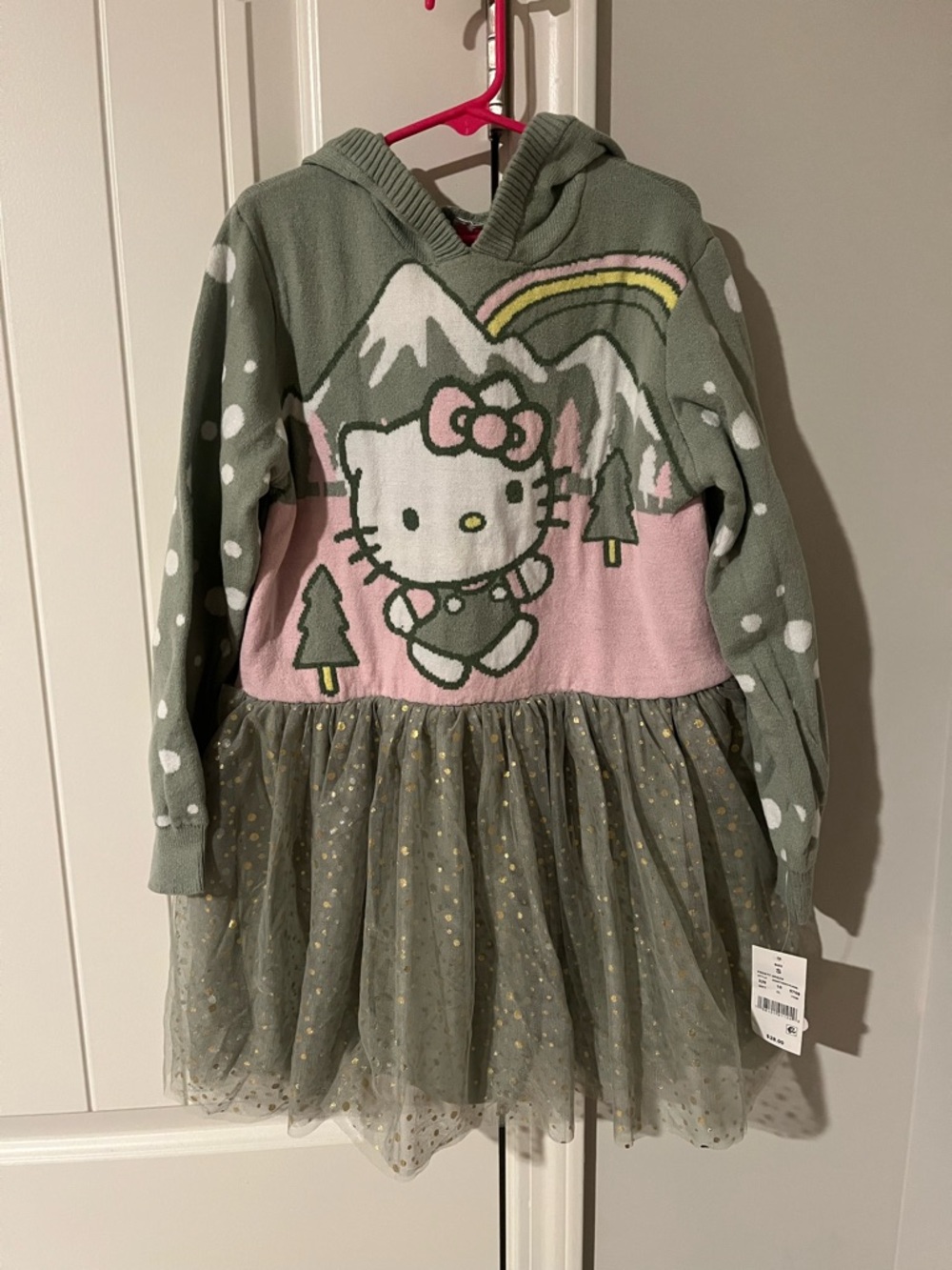 Sanrio Hello Kitty Hoodie Dress in Sage Green & Pink